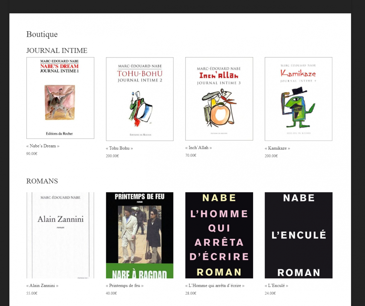 Capture d’écran de la plateforme Marcedouardnabe.com. (Marcedouardnabe) autoedition-publier-livre-auteur-nabe