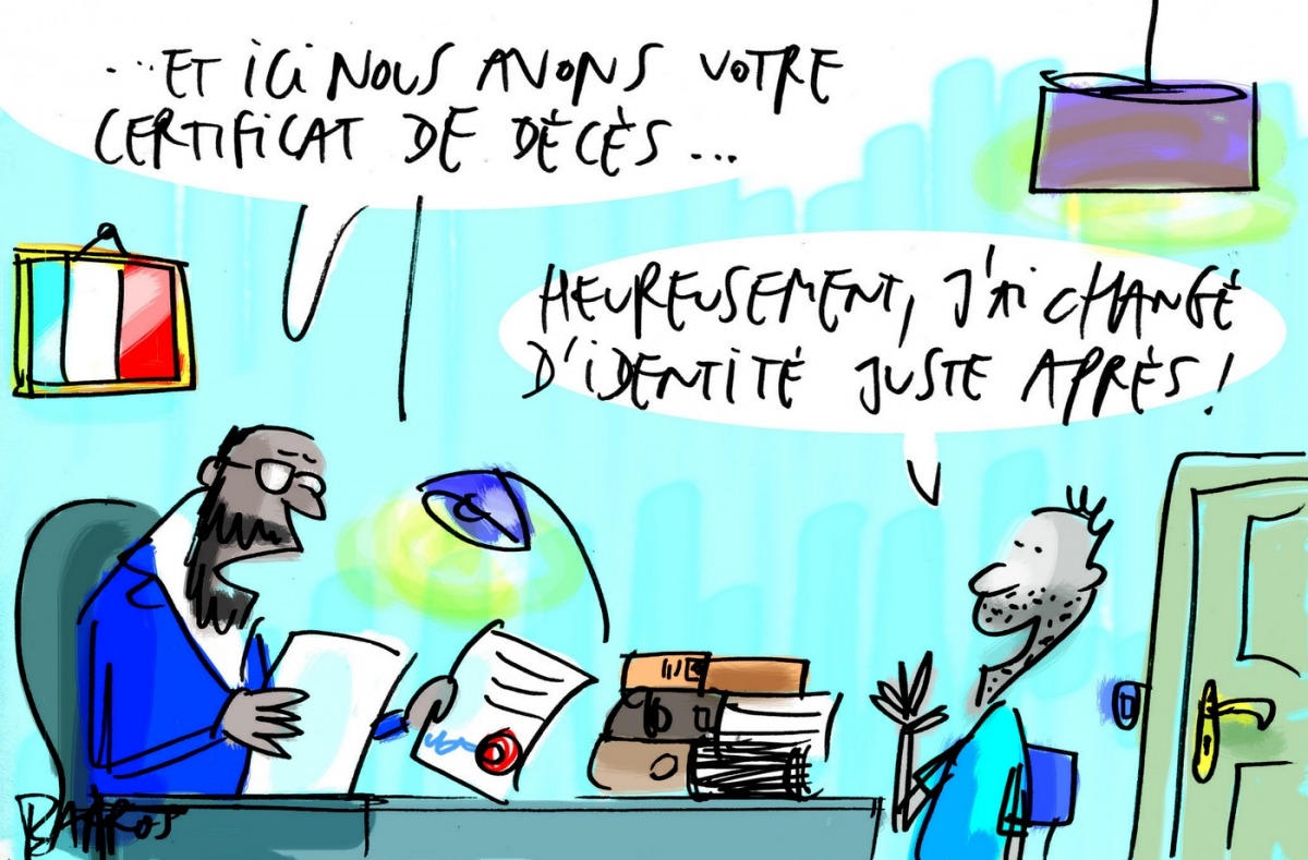La fraude documentaire vue par le dessinateur Yves Barros pour Archimag. (Archimag/Barros) fraude-documentaire-dessin-barros