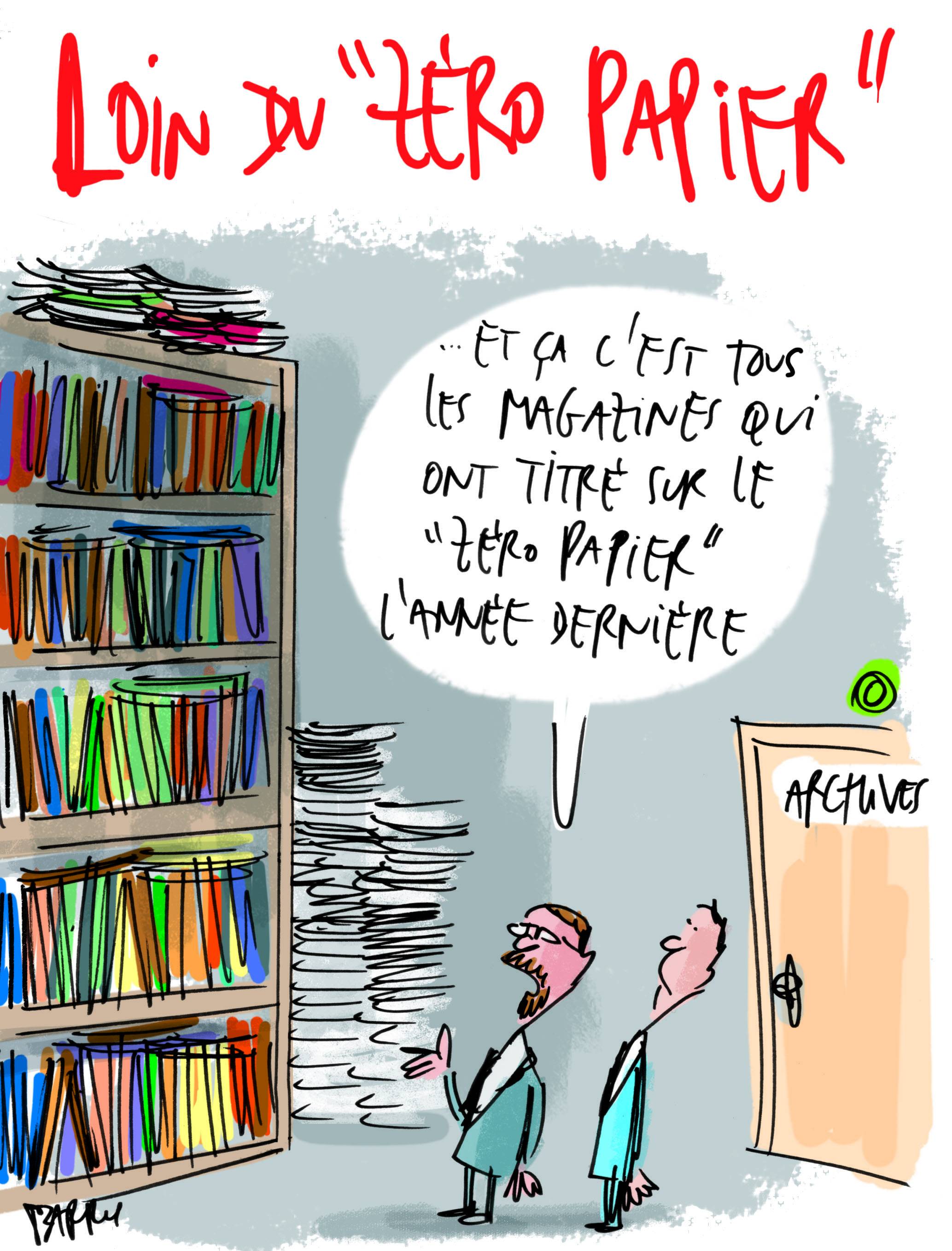 L'archivage hybride selon le dessinateur Yves Barros. (Barros/Archimag)