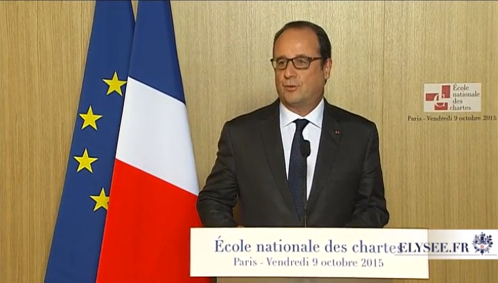 François Hollande lors de l'inauguration des nouveaux locaux de l'Ecole des chartes (Elysée)