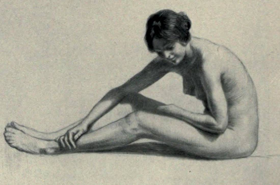 Nu assis, dessiné par Piotr Stachiewicz qui aurait pu faire partie de la collection secrète. (Wikipedia)