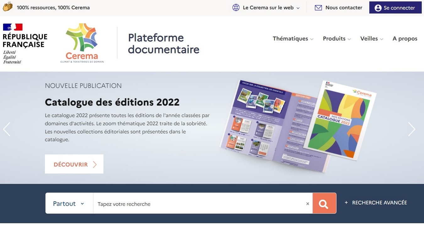 Le Cerema publie une centaine de ressources documentaires chaque année. (Cerema) plateforme-documentaire-cerema-open-source