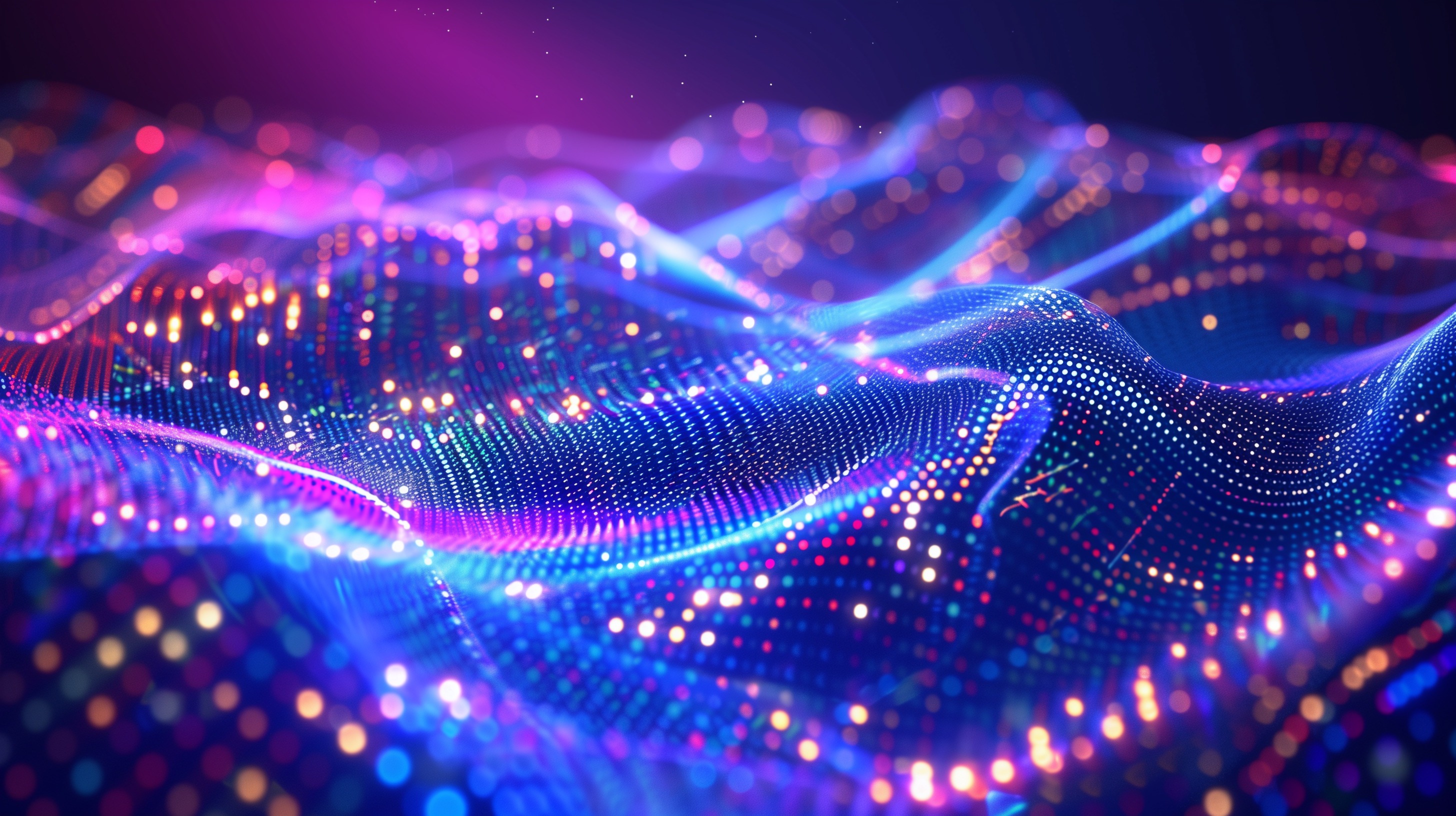 Zero Vrac ou comment trouver des pépites, des fragments et trier les autres documents - Crédit adobe stock A digital wave of particles and glowing star points on an abstract background, creating a dynamic image with a technological look and a futuristic feel.