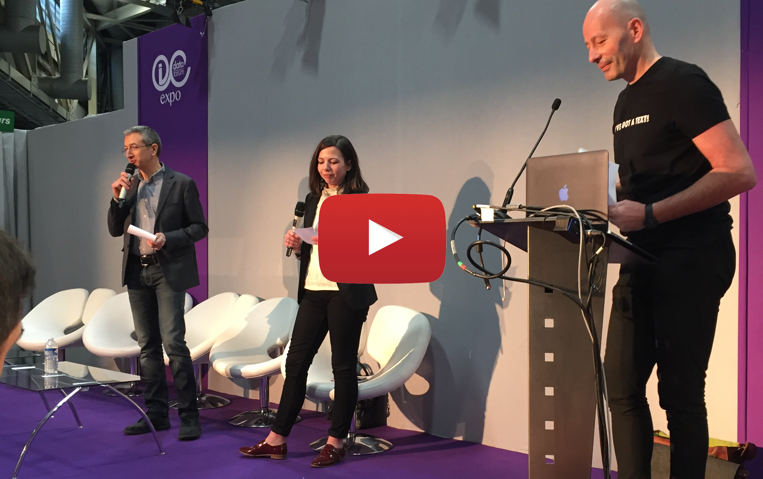 L'équipe d'Archimag (Michel Remize, Clémence Jost et Eric Le Ven) présentent les mots-clés du Salon Documation 2018. (DR) Documation-journalistes-Archimag
