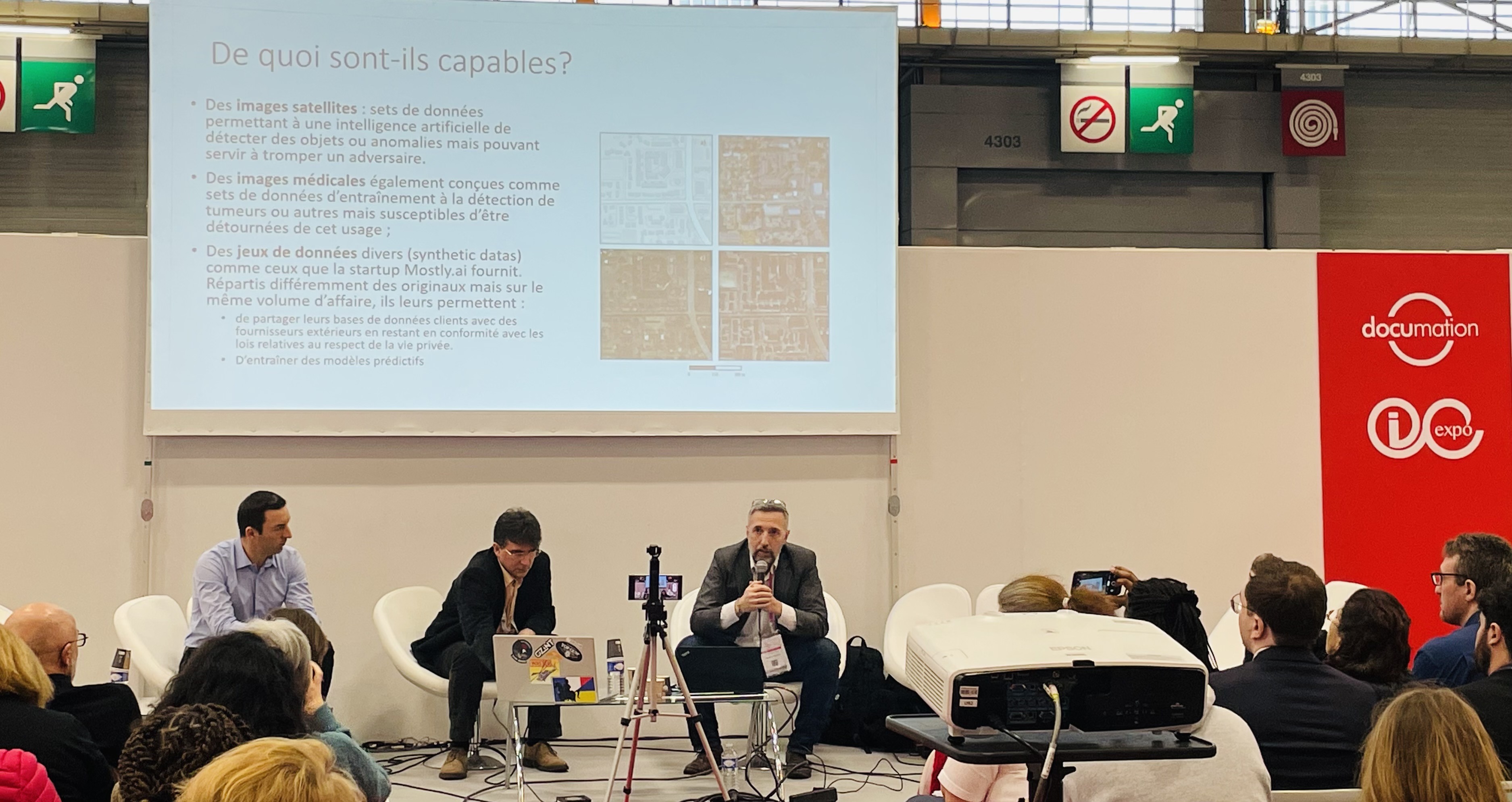 Les intervenants de la conférence I-expo "Sourcing et fiabilité de l'information stratégique à l'heure du ChatGPT et des fakes news". (Archimag/CJO) veille-sourcing-fiabilite-information-chatgpt-fake-news