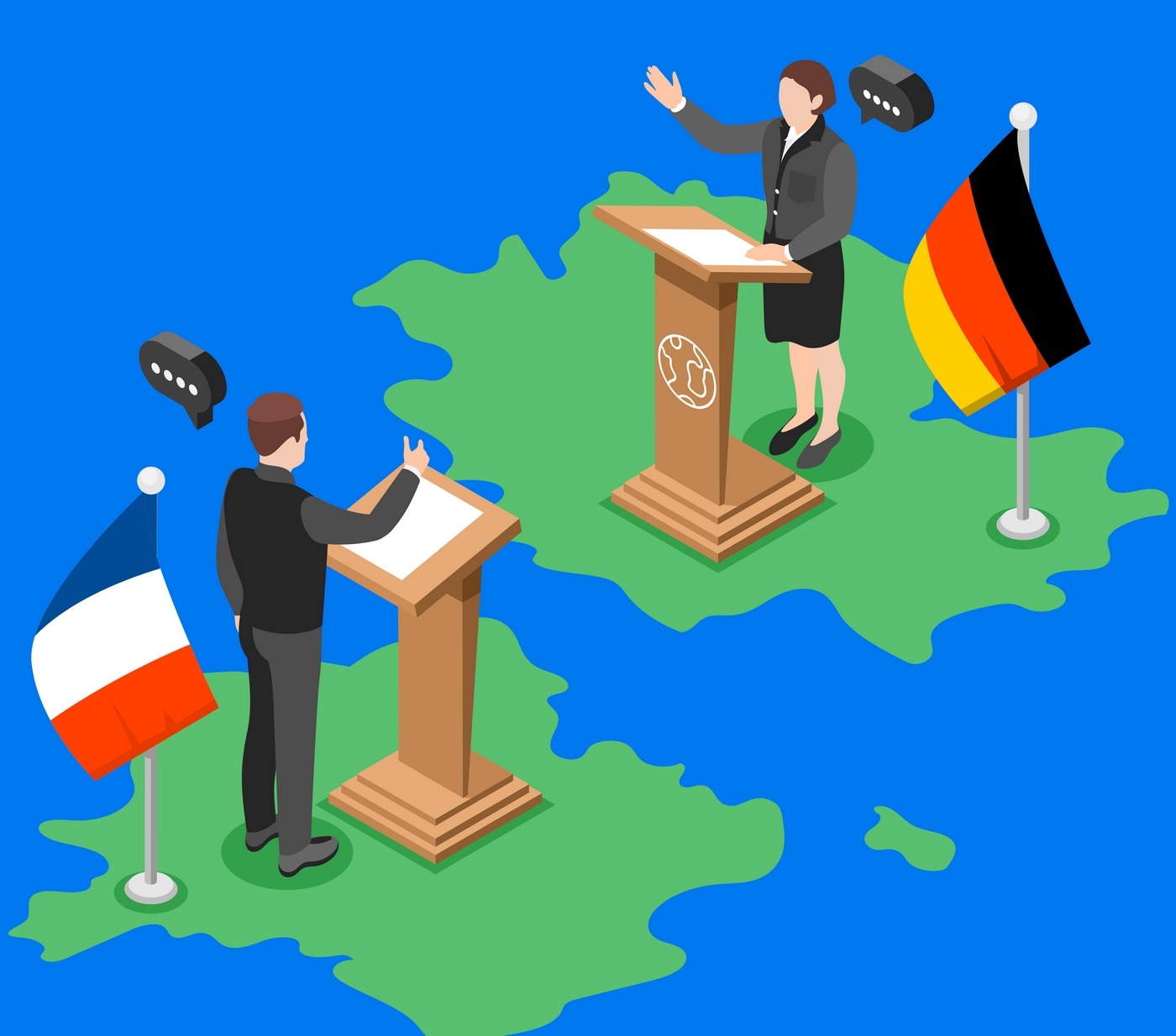 La France et l’Allemagne renforcent ensemble la souveraineté numérique de l’administration publique en signant une déclaration d’intention commune. (freepik/macrovector) IA-open-source-France-Allemagne-developper-ensemble-outils-numeriques-pour-administrations