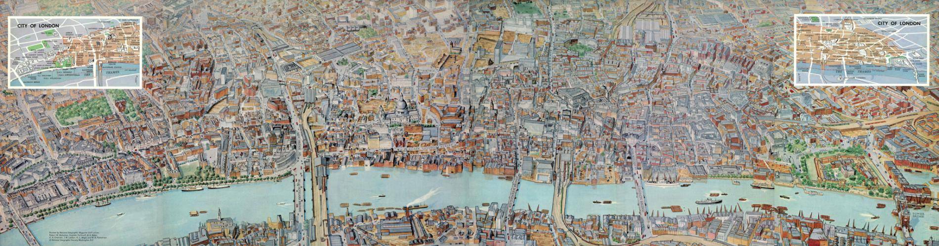 Panorama de Londres publié dans le National Geographic en 1961 (National geographic)