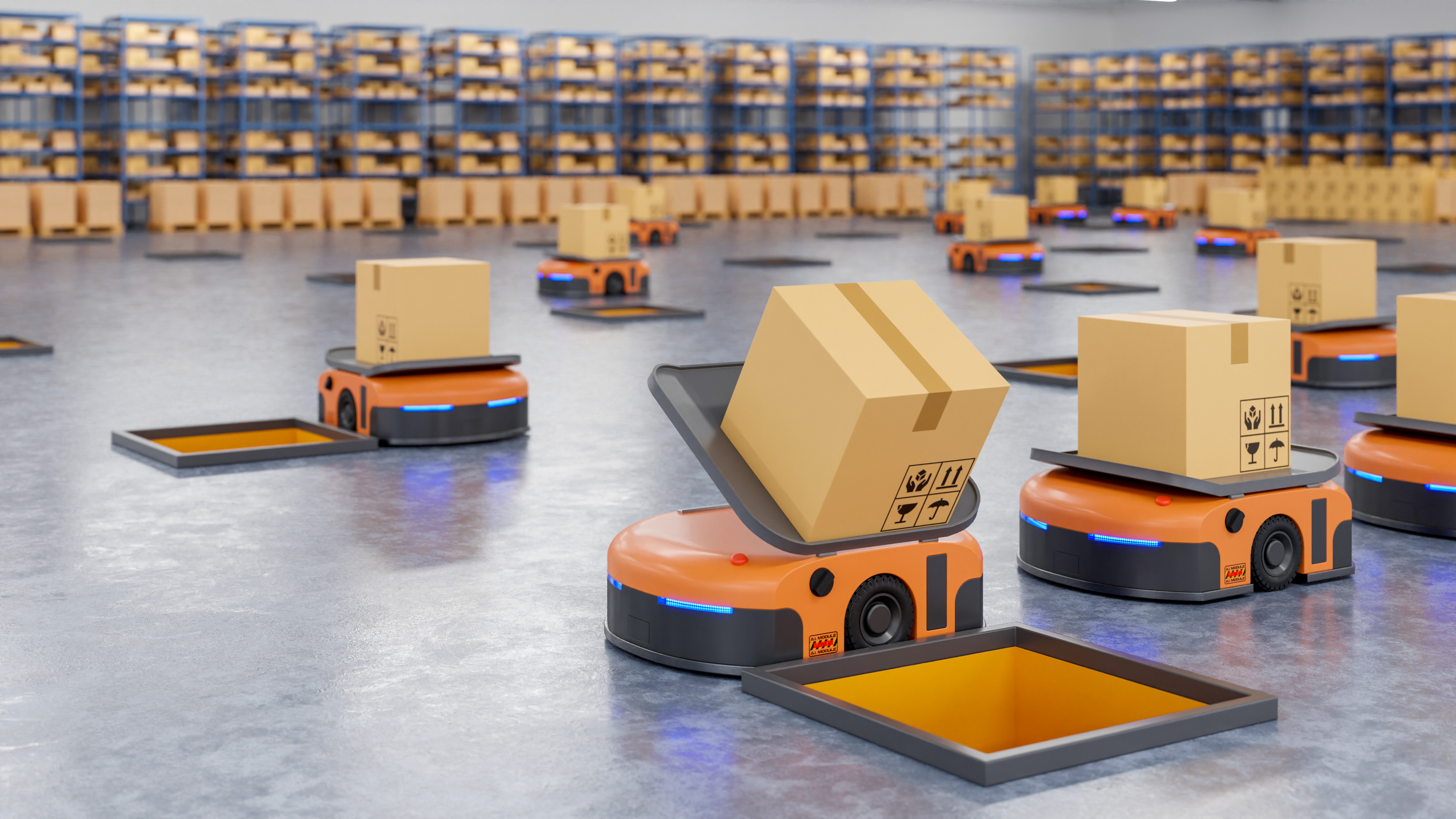 Orange et son réseau de partenaires proposent des solutions IoT complètes : des capteurs aux logiciels métiers, en passant par la connectivité et les plateformes de gestion des données et équipements. Robots logistiques