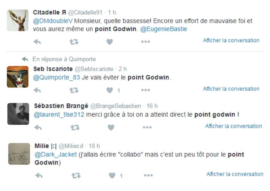 Le "point Godwin" est un argument utilisé massivement sur les réseaux sociaux pour dénoncer les comparaisons maladroites (Capture Twitter)