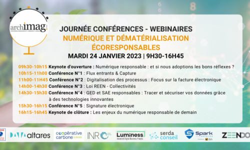 De la capture à l'archivage, en passant par les processus métiers ou la signature électronique, l'ensemble du cycle de vie des documents sera abordé de la Journée "Numérique et dématérialisation écoresponsables" ! (DR) journee-archimag-dematerialisation